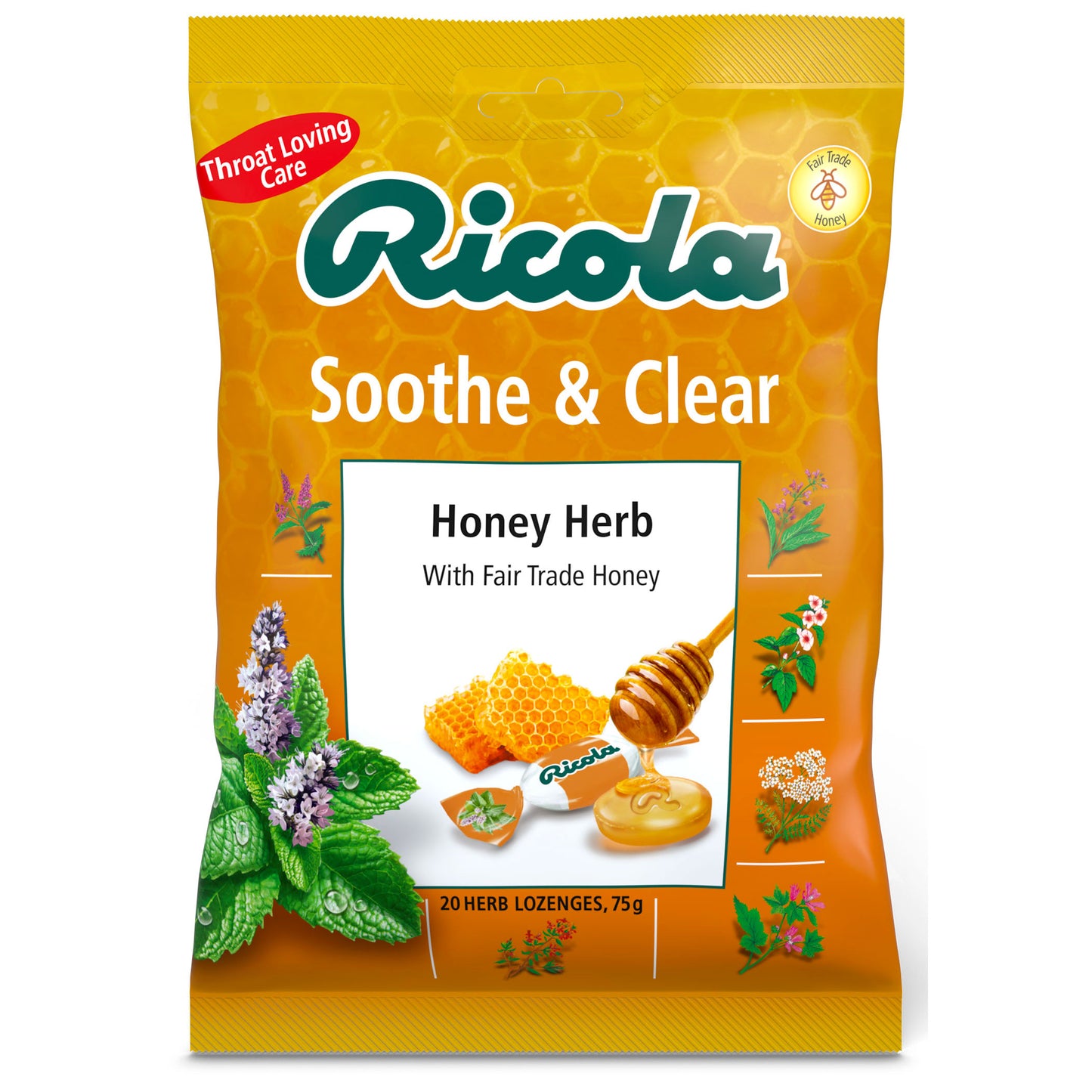 Honey Herb 75g cough drops bag